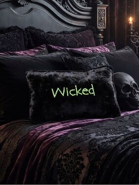 Black Velvet 'Wicked' Accent Pillow